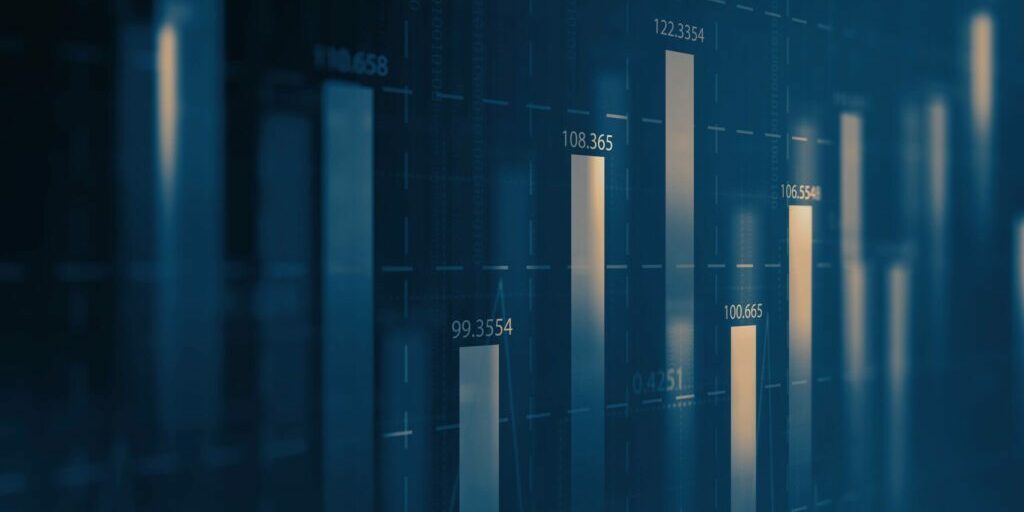 Financial data on a monitor