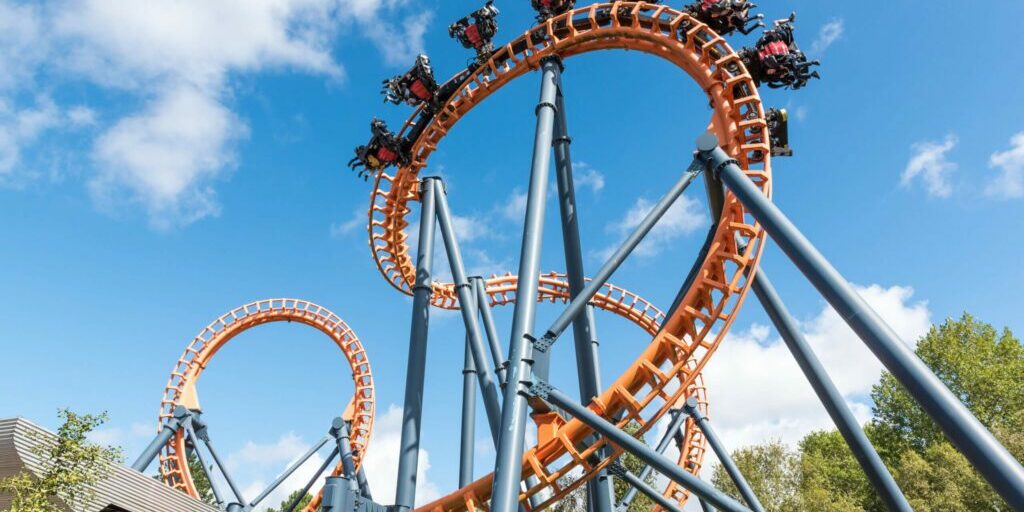 Ferris wheel and roller coaster, France