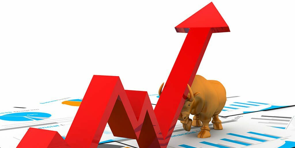 Business growth chart and bull